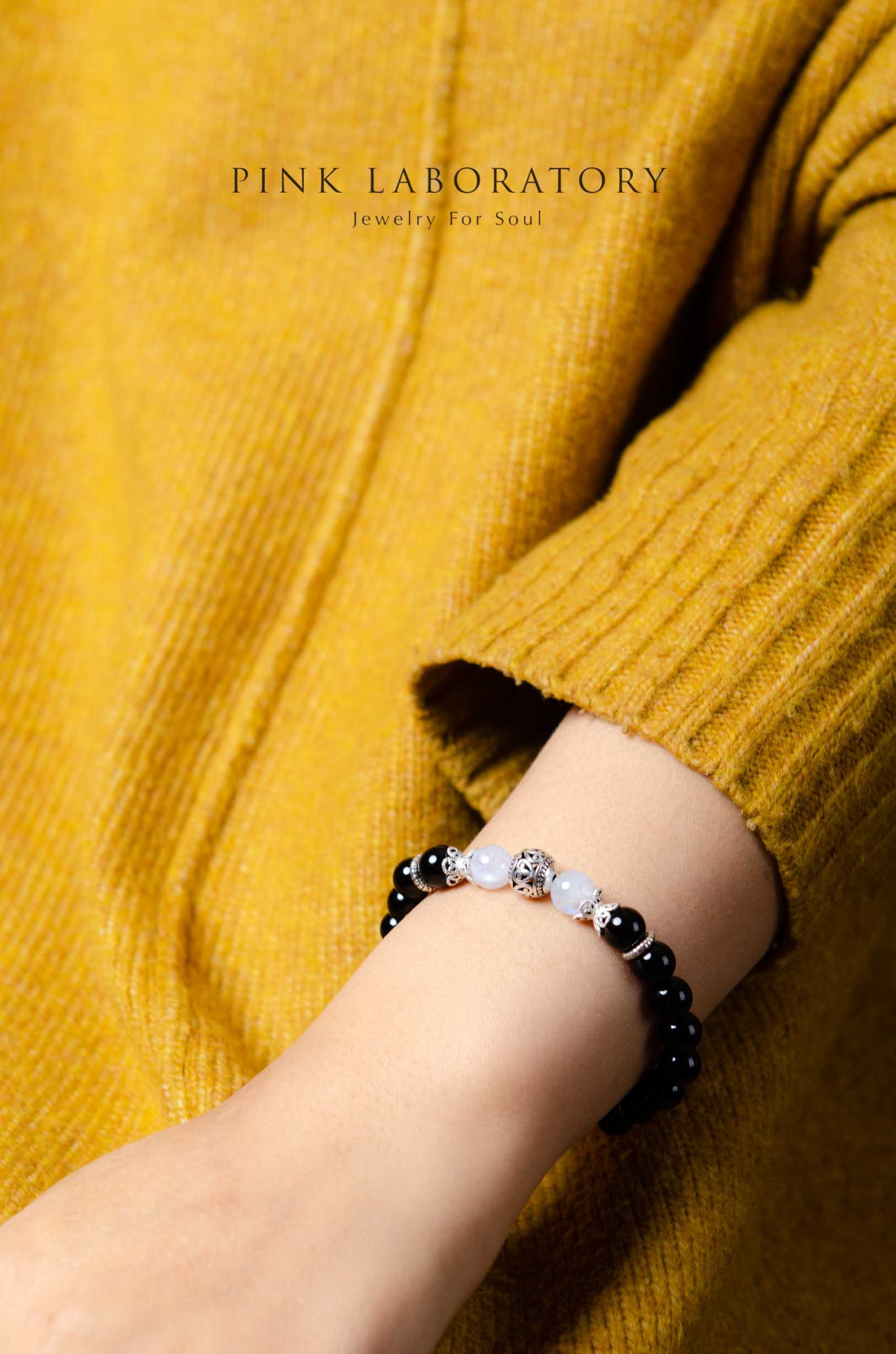 黑瑪瑙月光石手鍊 | 925純銀 | 8mm | 泰銀