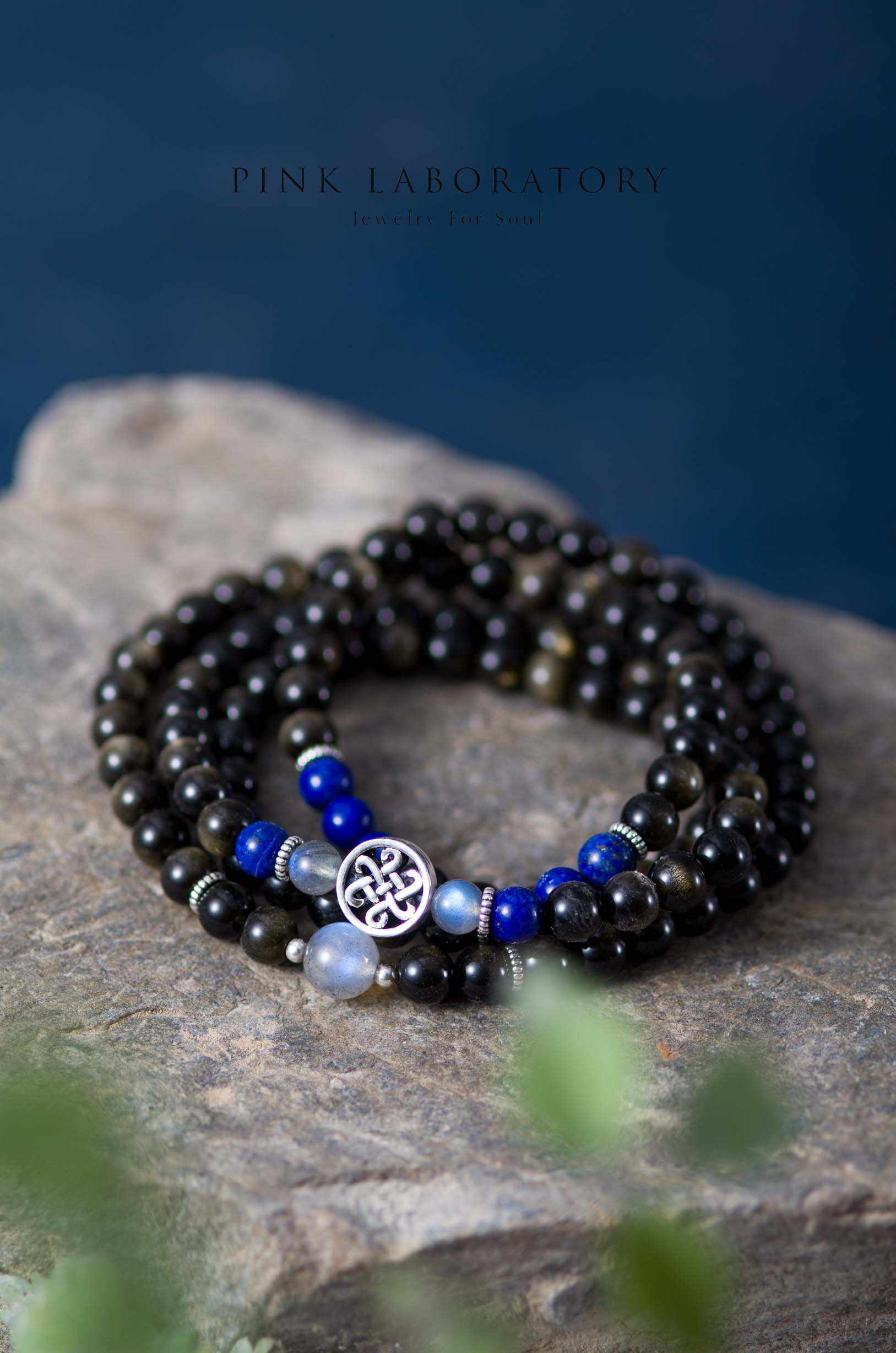 黑曜石念珠手鍊 | 108佛珠 | 青金石 - Pink Laboratory