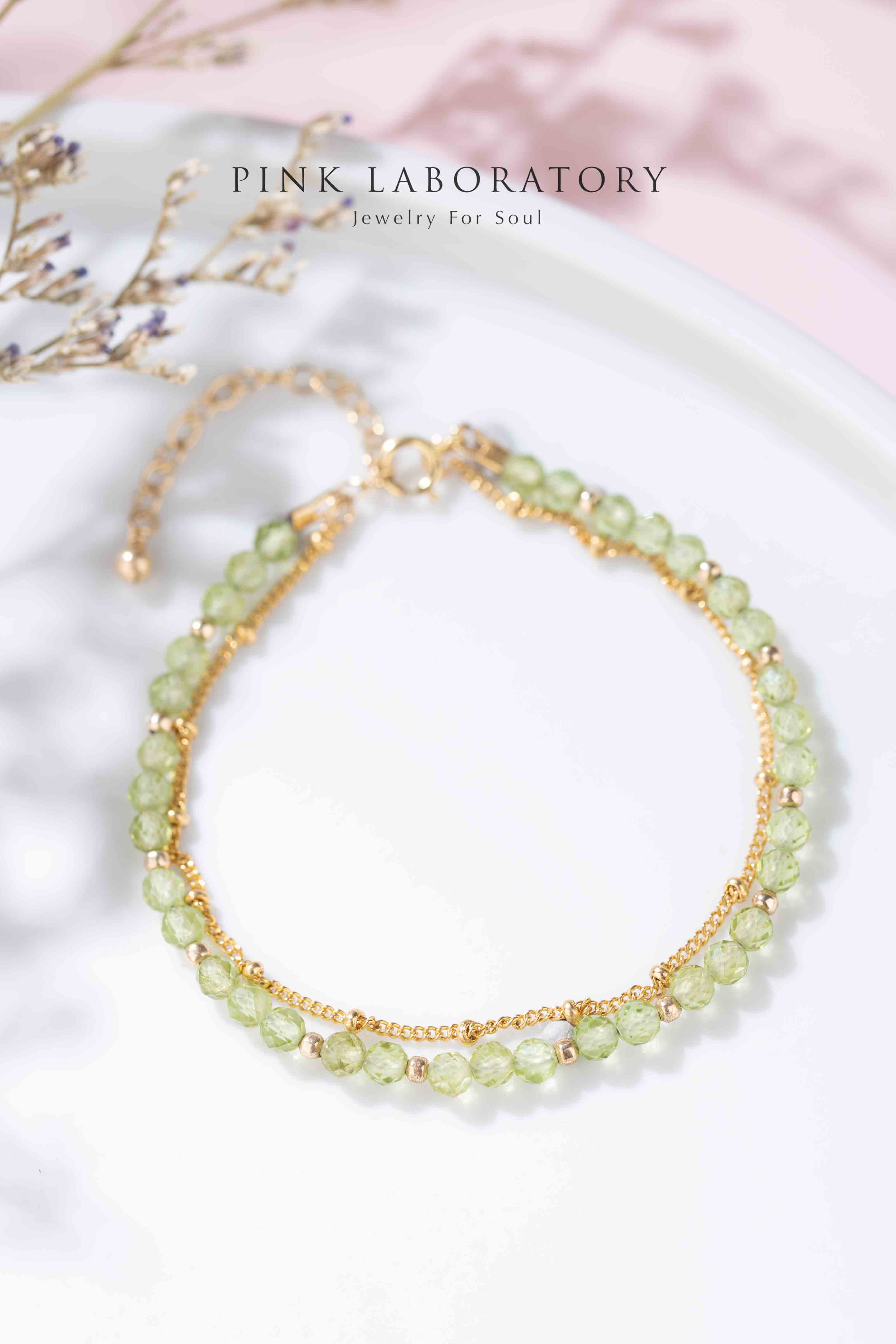 橄欖石14K包金極細手鍊|字母客製