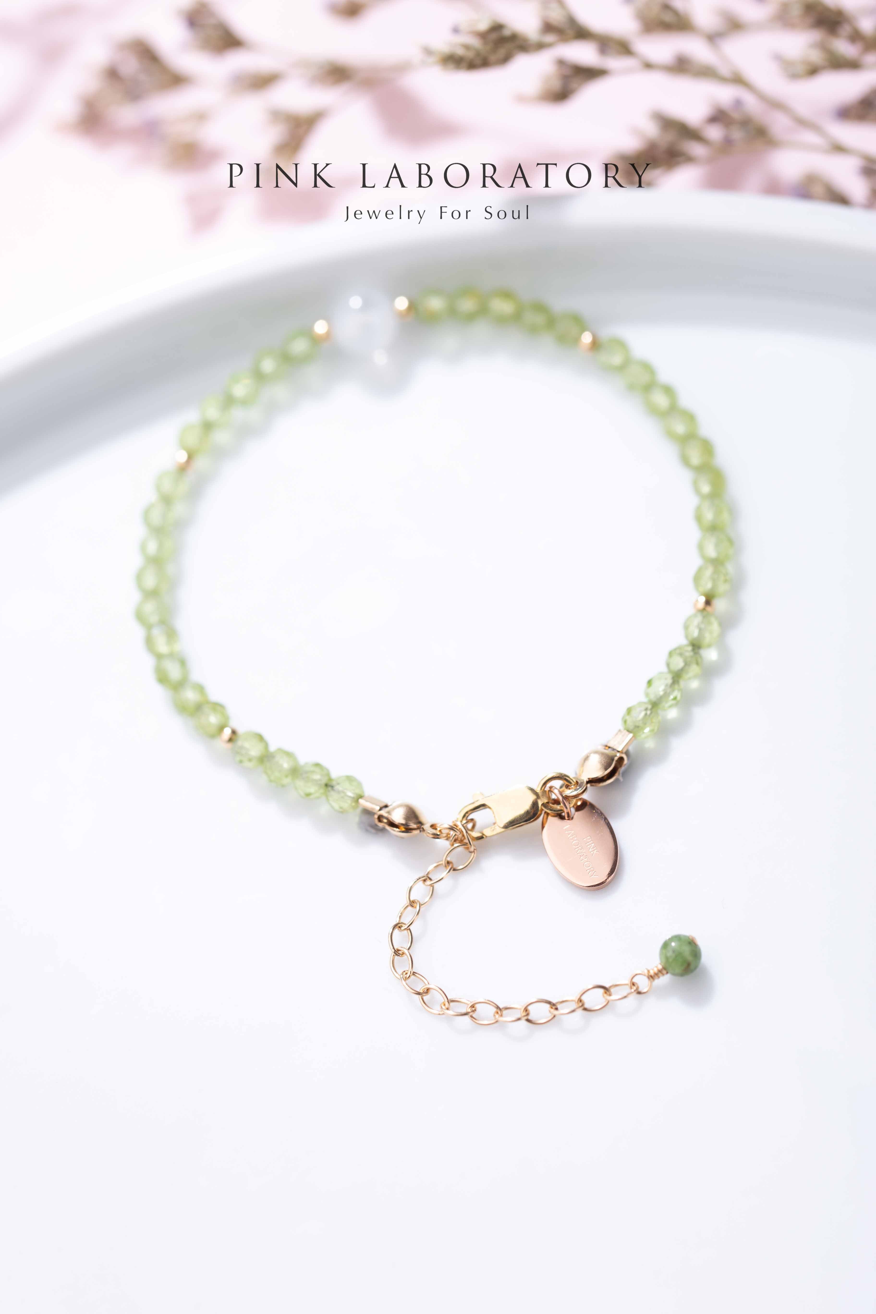 橄欖月亮石14KGF極細手鍊