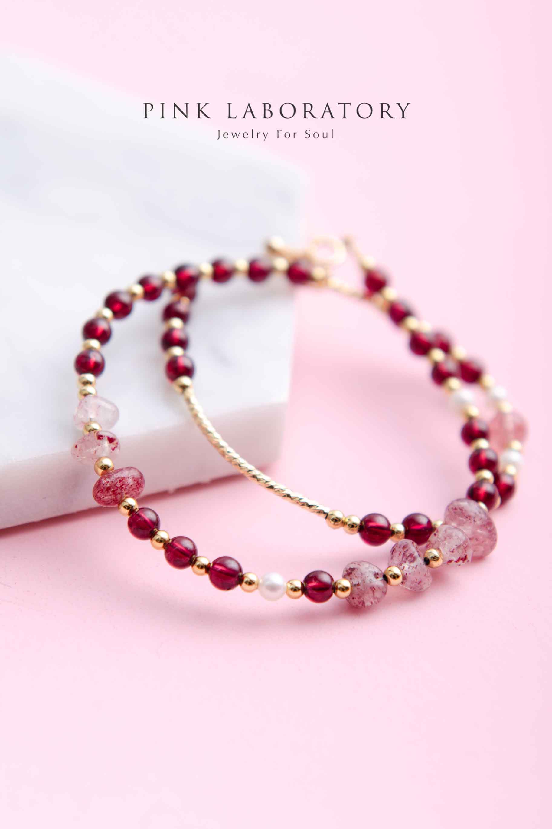 石榴石草莓晶手鍊 | 珍珠手鏈