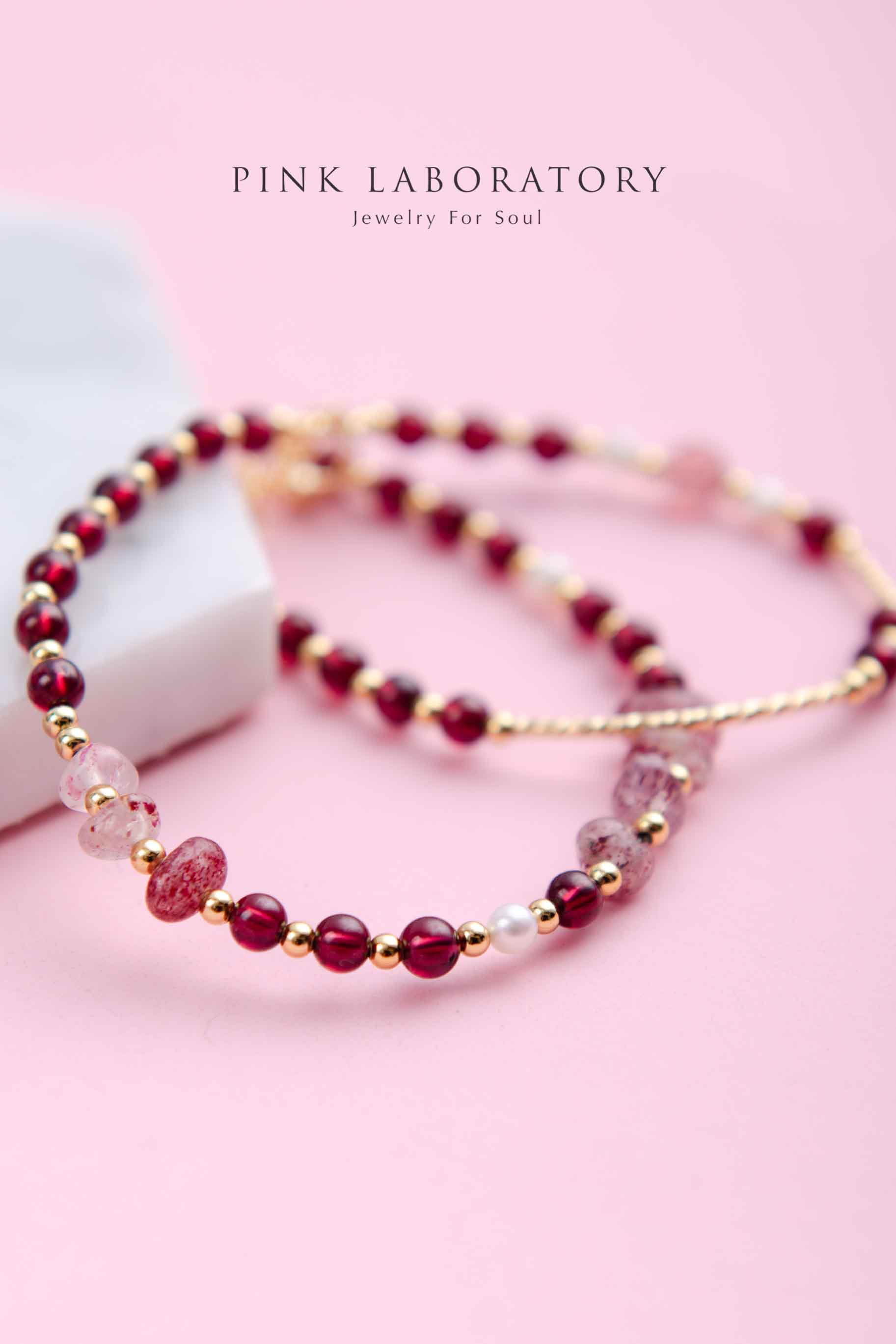 石榴石草莓晶手鍊 | 珍珠手鏈