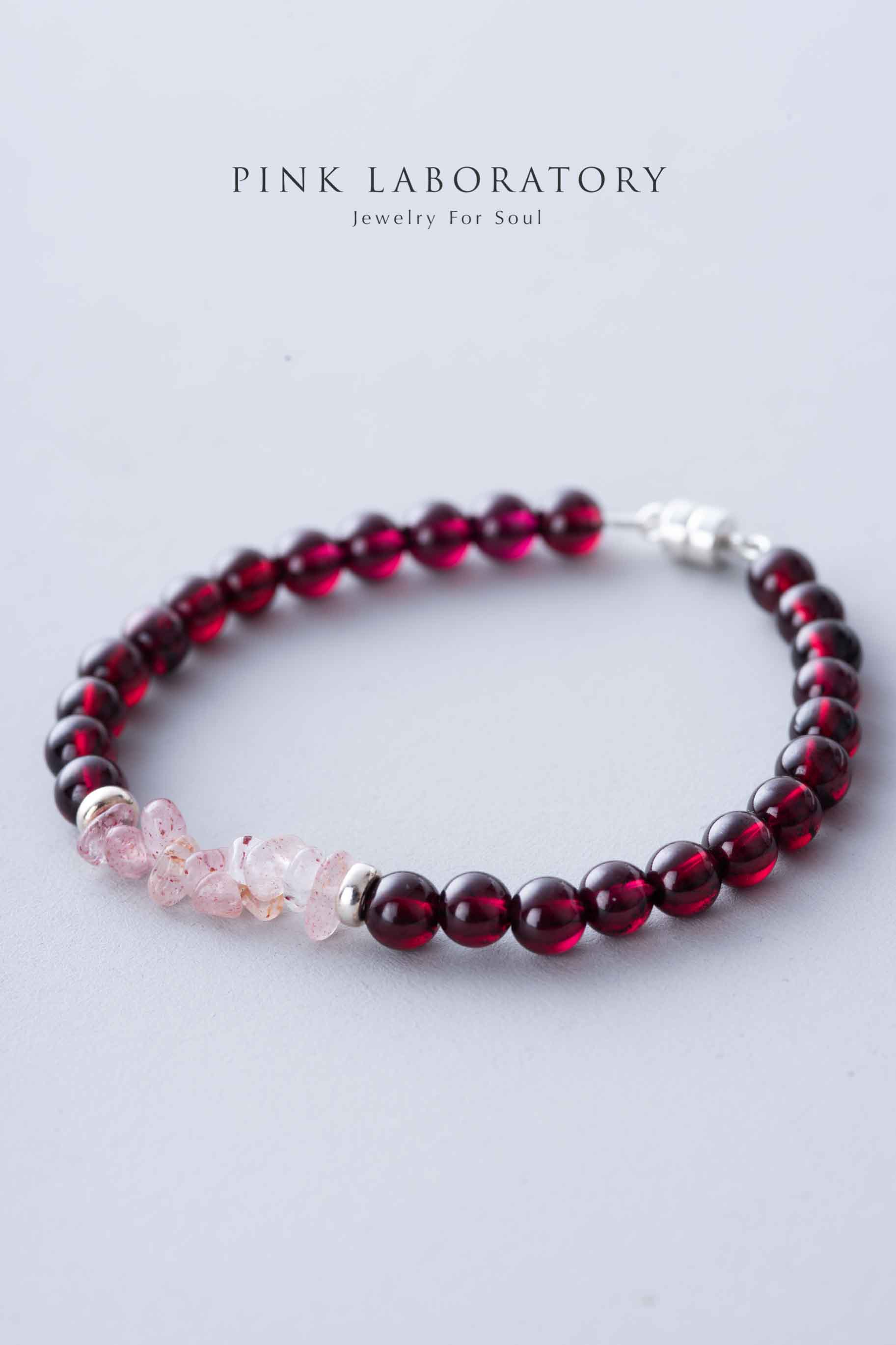 石榴石手鍊 | 草莓晶 | 925純銀 |