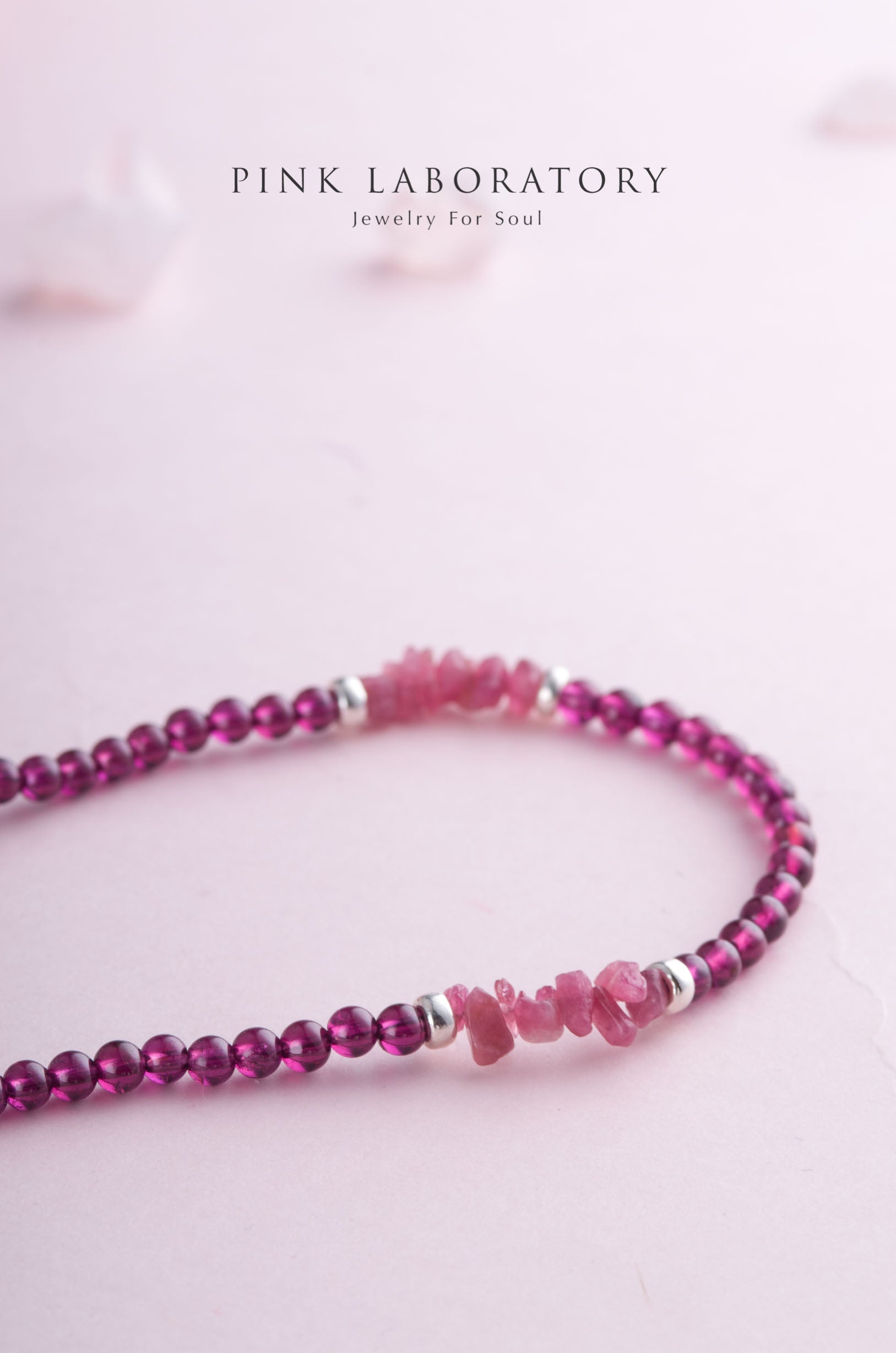 紫牙烏石榴石碧璽4mm手鍊 | 925純銀