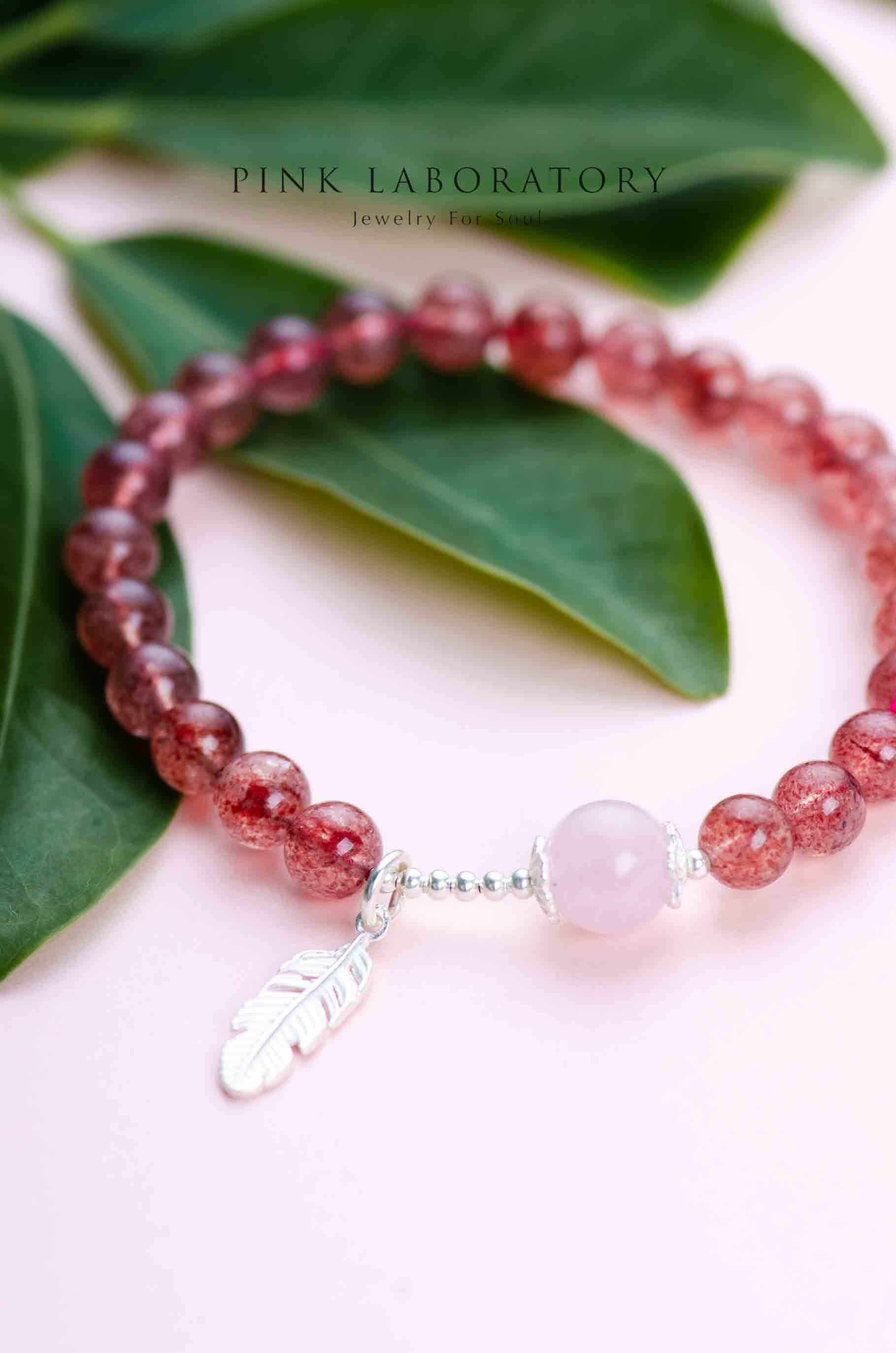 鴿血紅草莓晶手鍊 | 粉晶 | 925純銀配件 | 單圈 | 平和