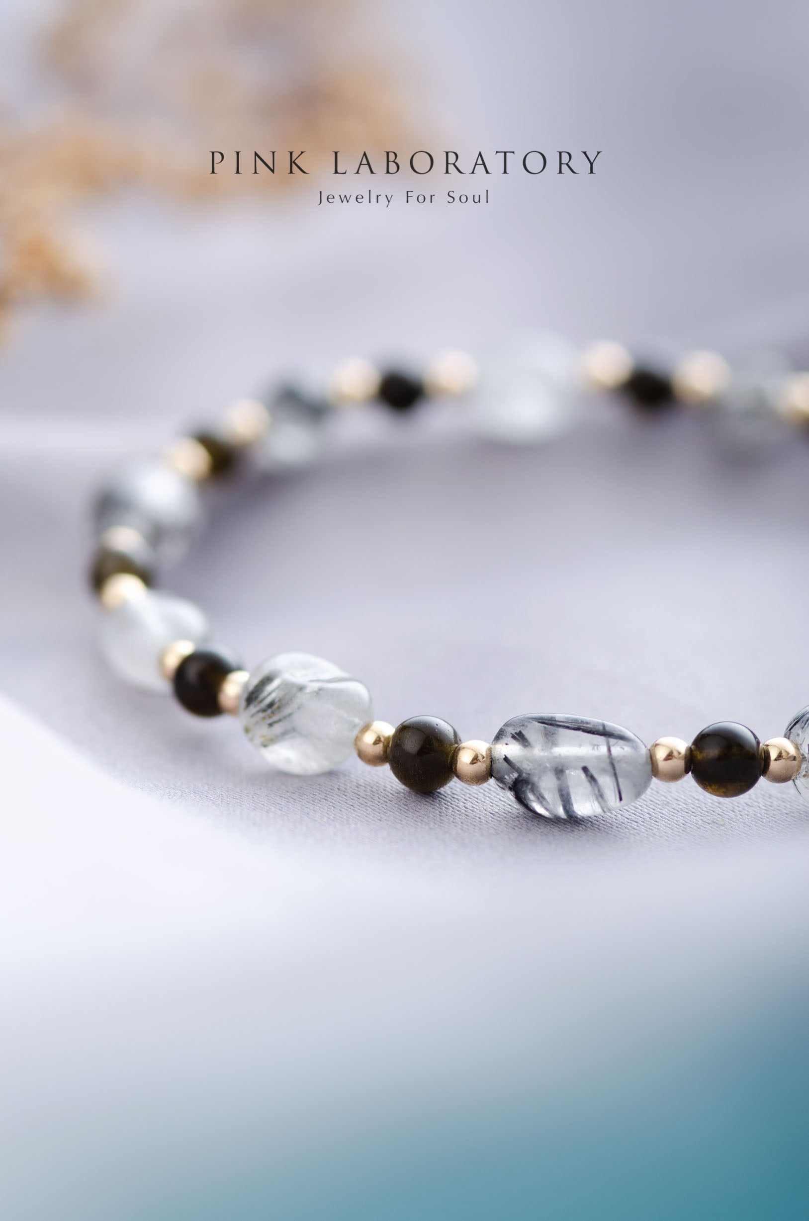 黑髮晶金曜石手鍊 | 不規則黑曜石 | 14K包金