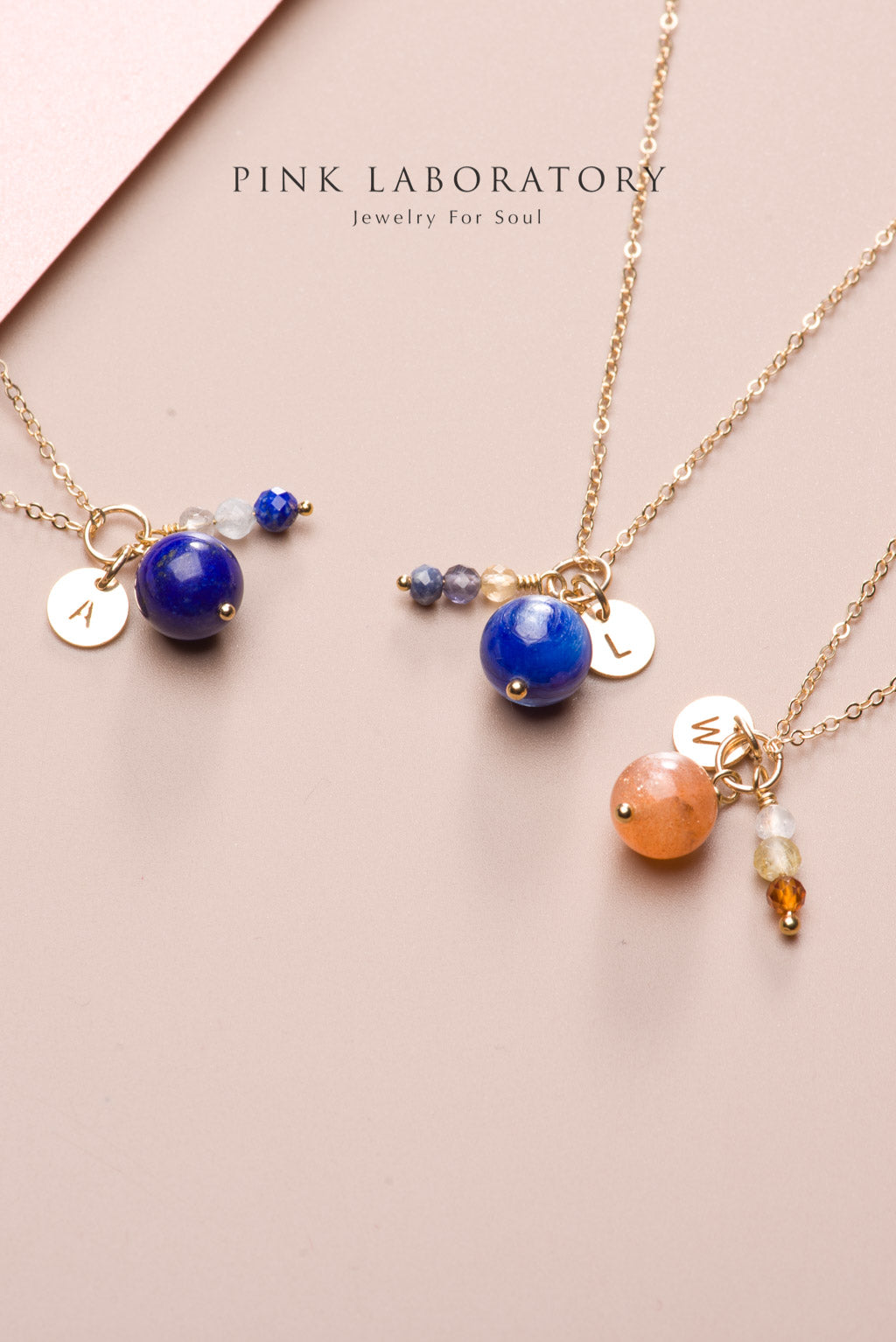 太陽石字母項鍊吊墜 | 14K包金頸鍊