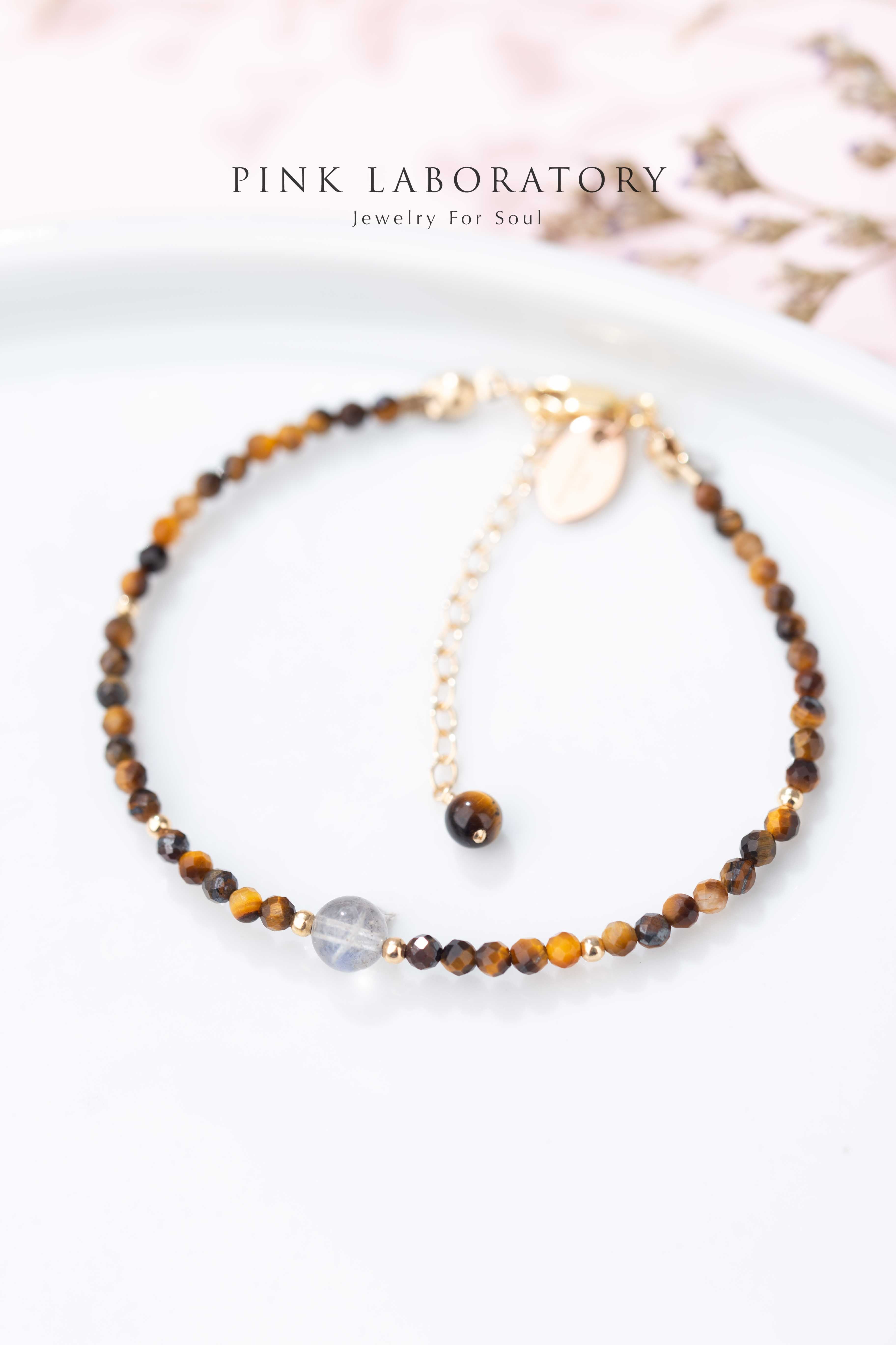 虎眼石拉長石14KGF手鍊