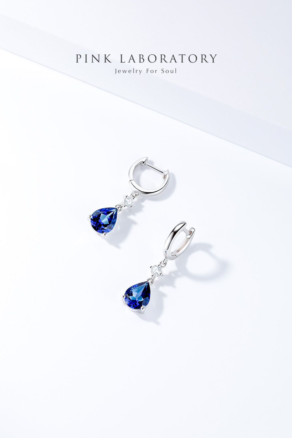 倫敦藍拓帕石耳環 | 925純銀鍍白金