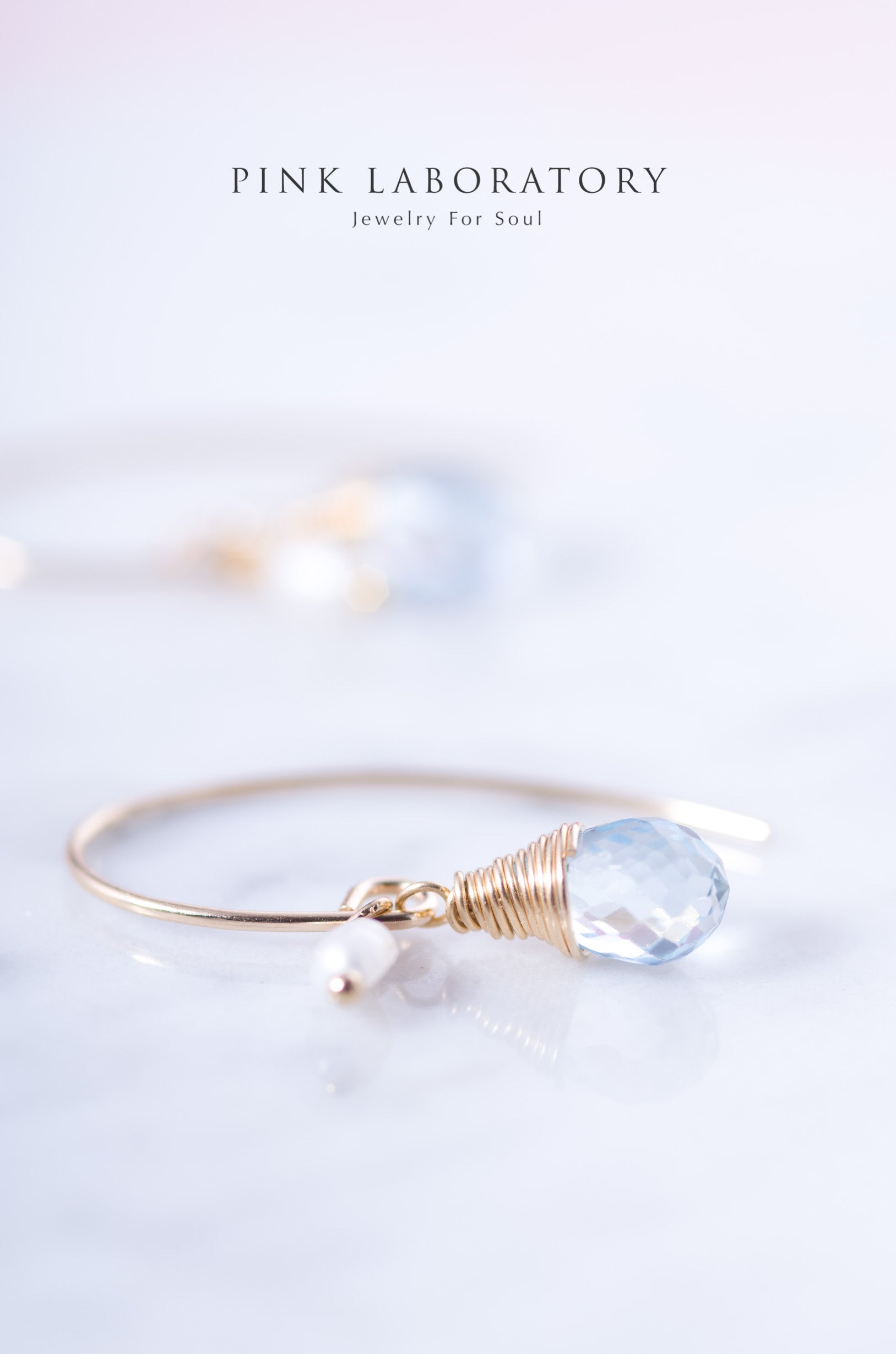 天空藍托帕石珍珠 | 14K包金 | 純銀耳環