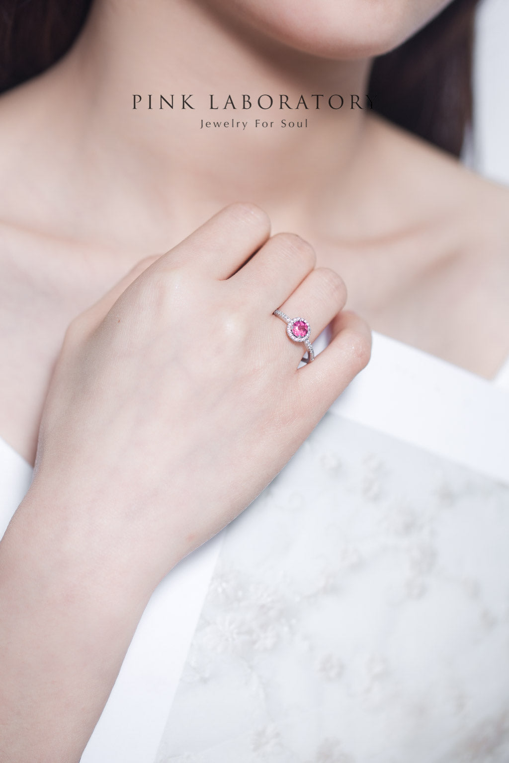 粉紅碧璽戒指 | 925純銀精鍍亮澤白金