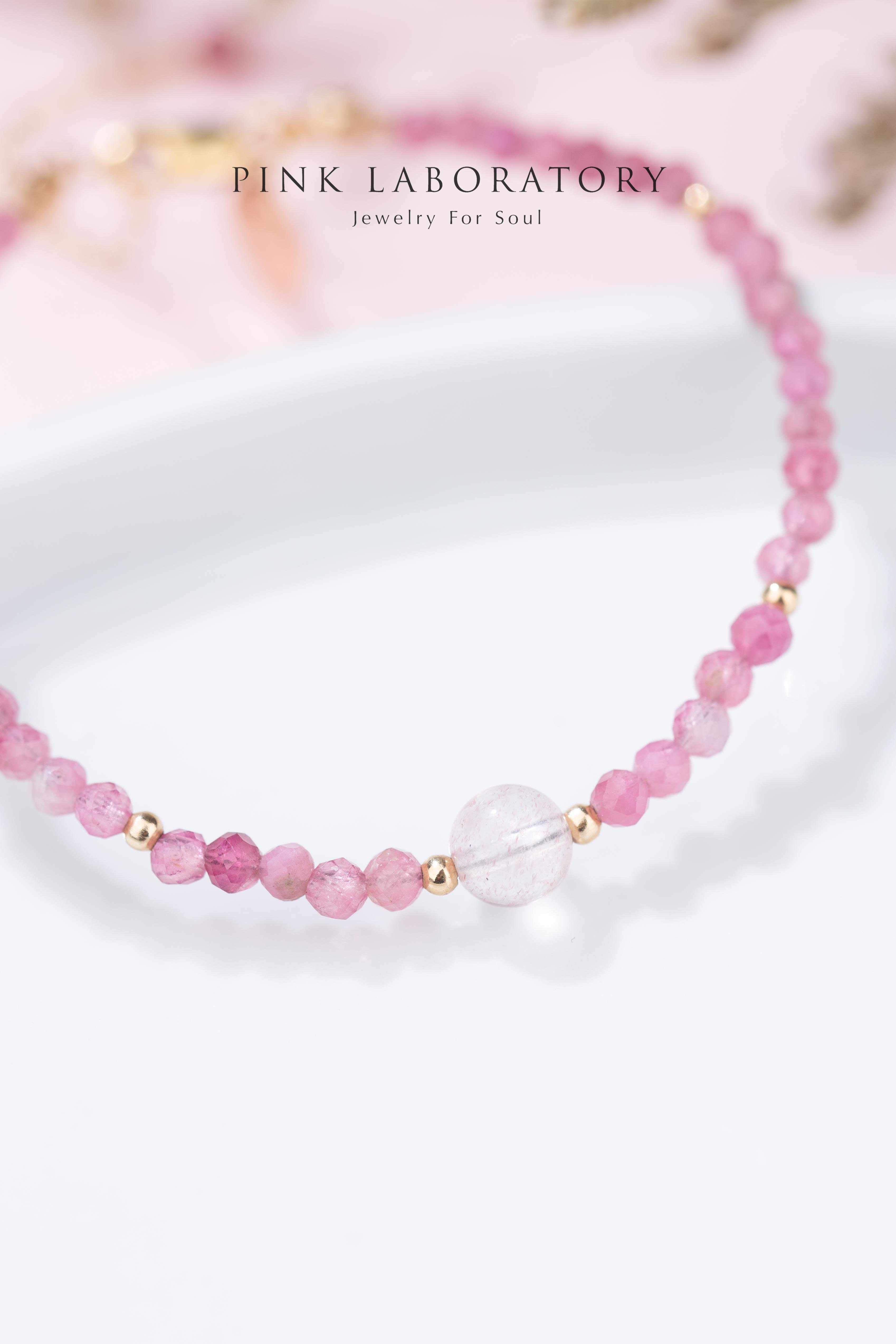 碧璽粉水晶 14KGF手鍊 - Pink Laboratory