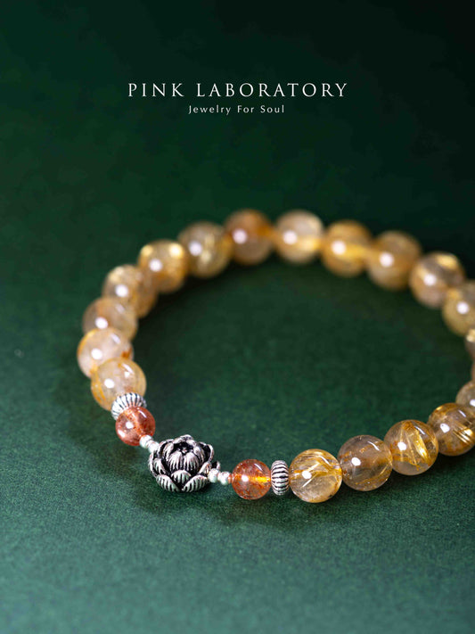 金髮晶金太陽石925純銀手鍊