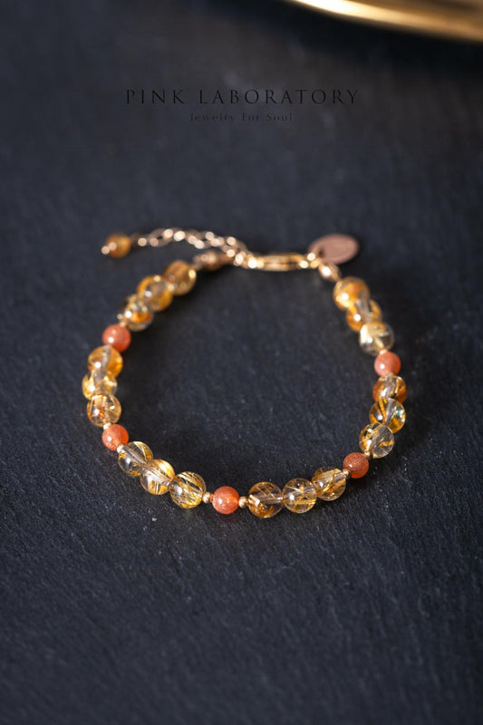 金鈦晶金太陽石14KGF手鍊 6mm | 超聚財招財水晶金髮晶 5A