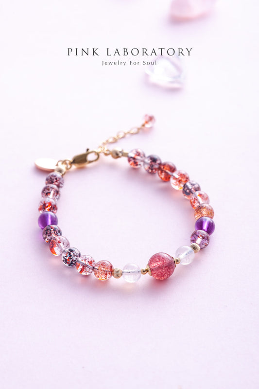 超級七草莓晶月亮石14KGF手鍊