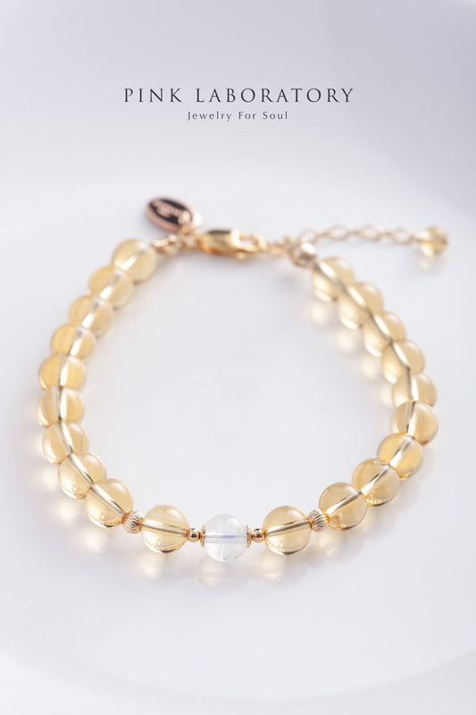 黃水晶月光石6mm手鍊