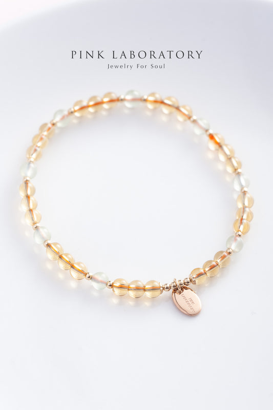 黃水晶葡萄石4mm手鍊 | 旺財運招貴人水晶手鍊 |