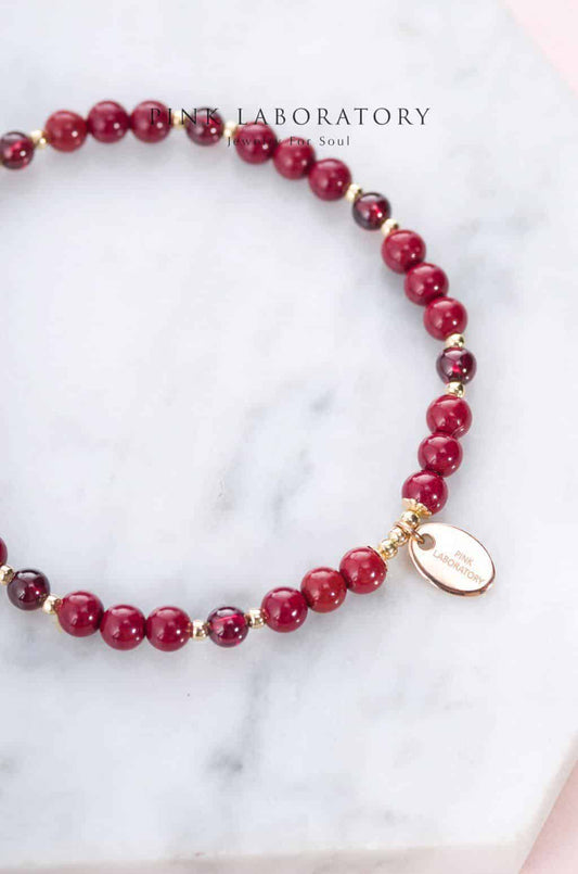 紫金砂硃砂 4mm單圈手鏈 | 石榴石
