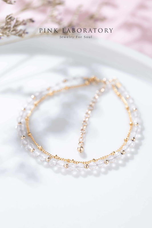 白水晶 14K包金極細手鍊 | 字母客製 - Pink Laboratory