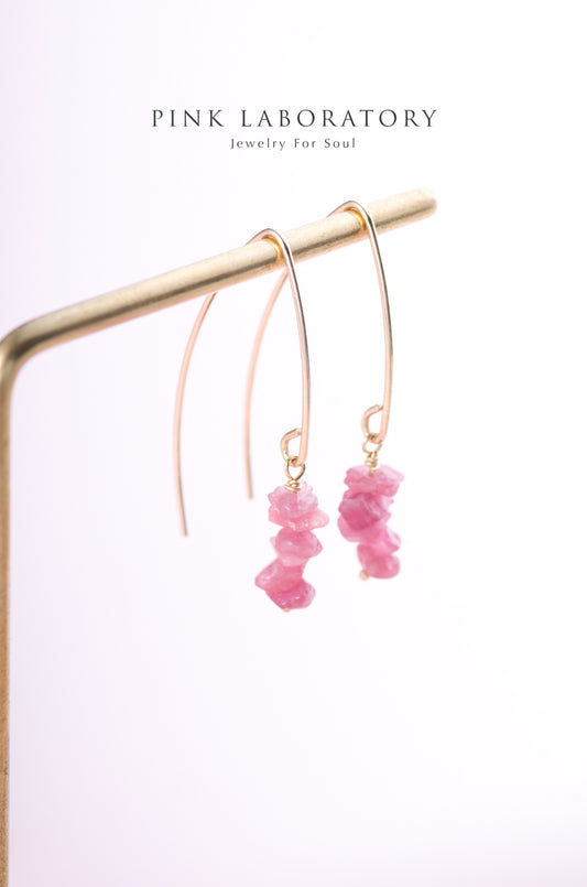 粉紅碧璽耳環 | 14K包金 | 925純銀