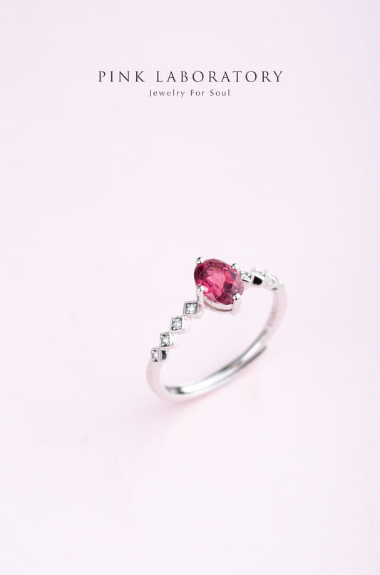 粉紅碧璽925純銀精鍍白金戒指